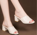 Women's Summer New Soft Leather European Station Simple Thick Heel Ankle-strap Sandals
