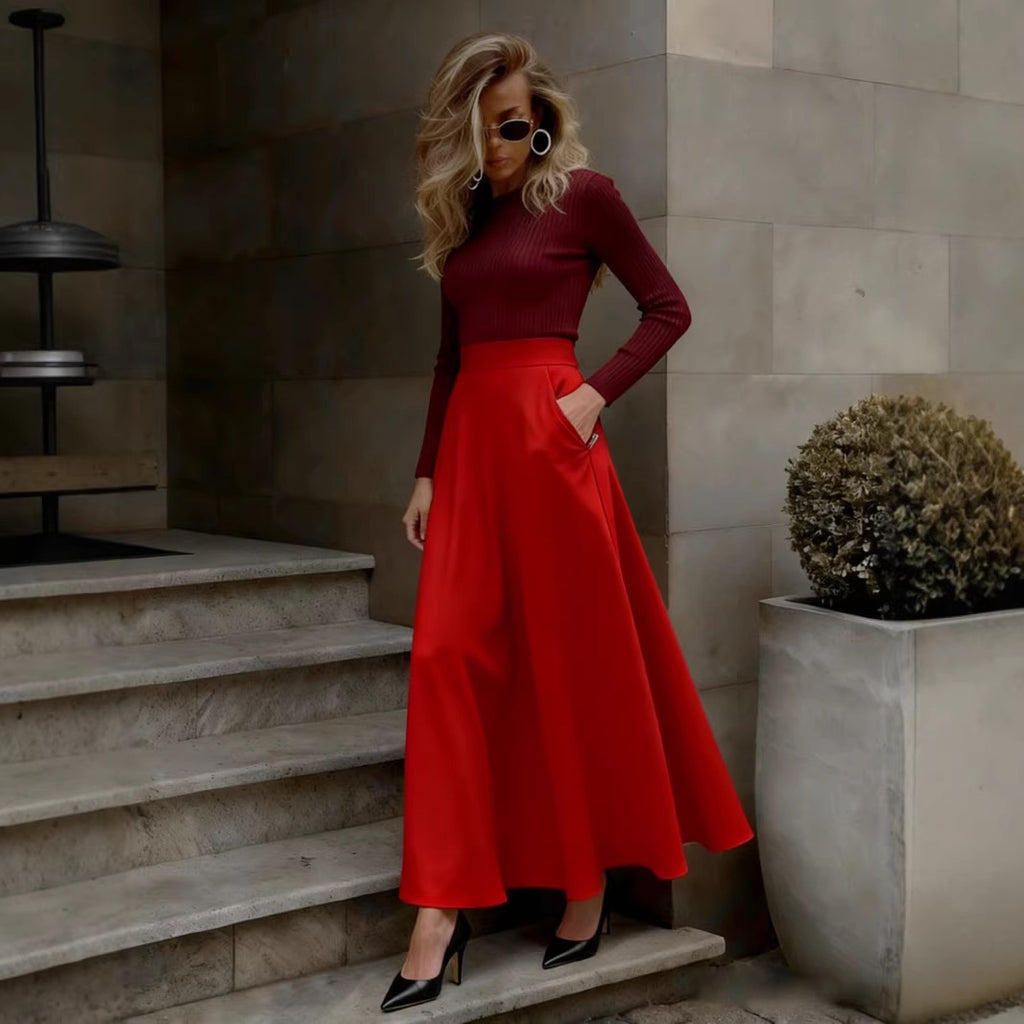 Elegant Solid-Color Skirt For Women