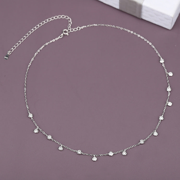 S925 Sterling Silver Fashion Starry Zircon Collar Necklace For Women