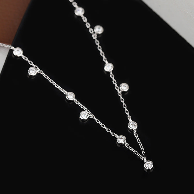 S925 Sterling Silver Fashion Starry Zircon Collar Necklace For Women