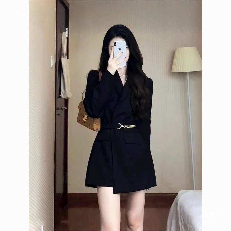 Womens Versatile Black Suit Dress For Fashion