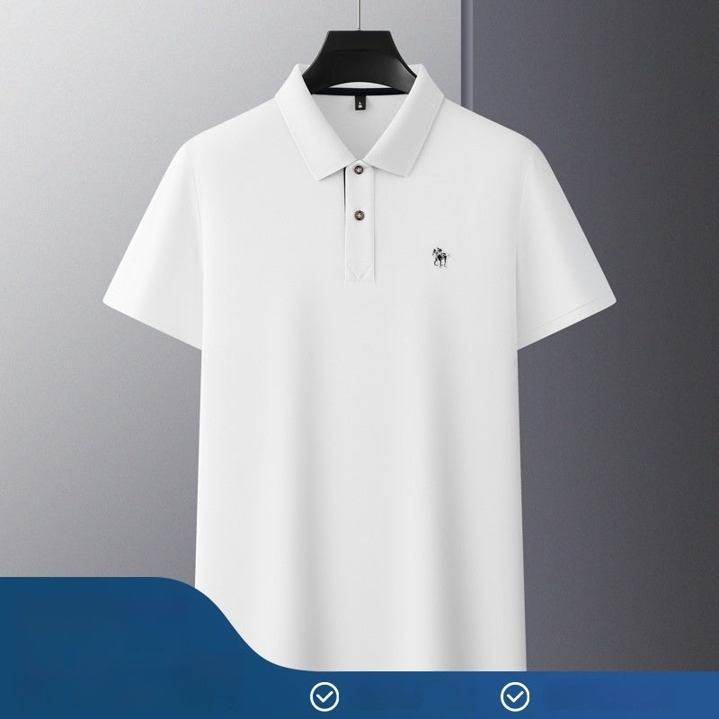 Short Sleeve Lapel Collar Mercerized Double Knit Pique Cotton Mens Top