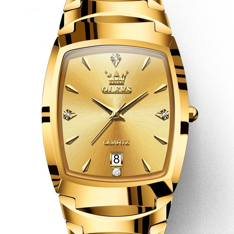 Gold Quartz Tungsten Steel Genuine Men's Watch