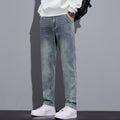 Mens Straight-Leg Loose-Fit Street-Style Wide-Leg Denim Jeans