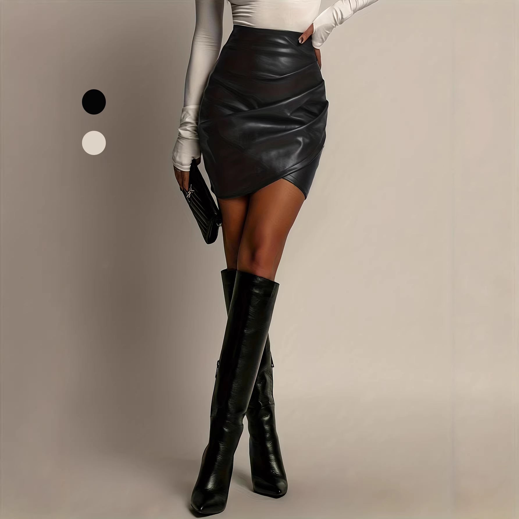 Women's Pleated Asymmetrical Split Skirt