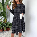 Long-sleeved Cinched Umbrella-style Dress