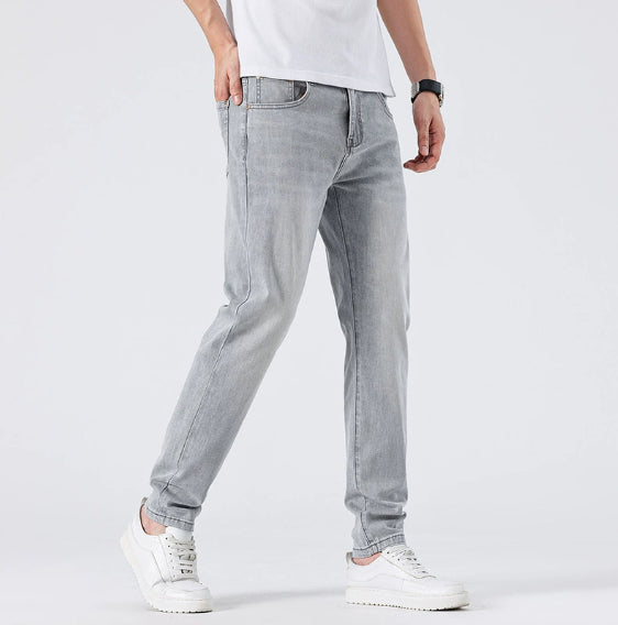 Light Wash Jeans Men's Slim Straight Leg Pants