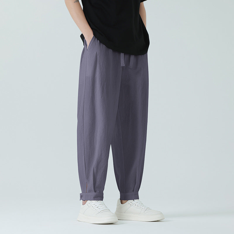 New SpringSummer Mens Minimalist Cuffed Pants With Knot Buttons