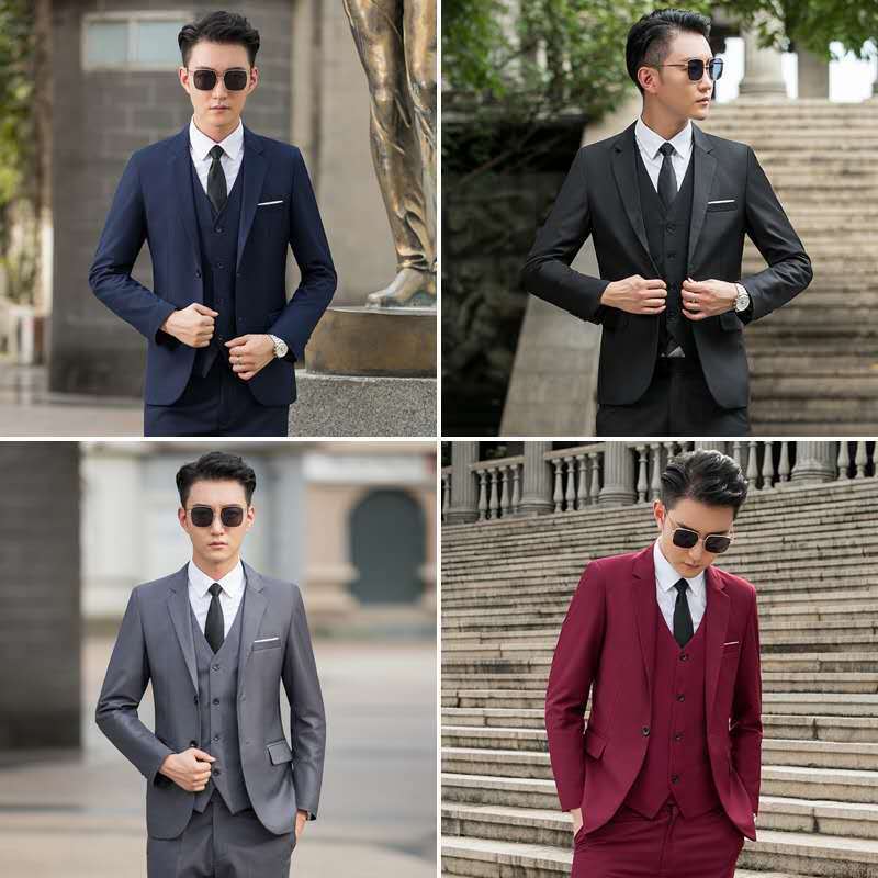 Korean-style Casual Blazer Suit Jacket Three-piece Set