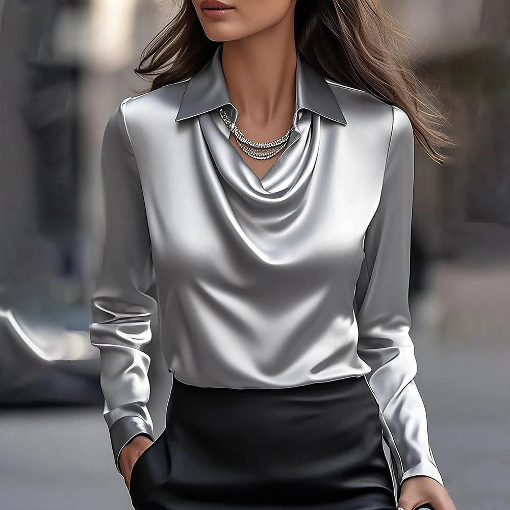 Womens Solid-Color Loose, Simple Boat-Neck Shirt
