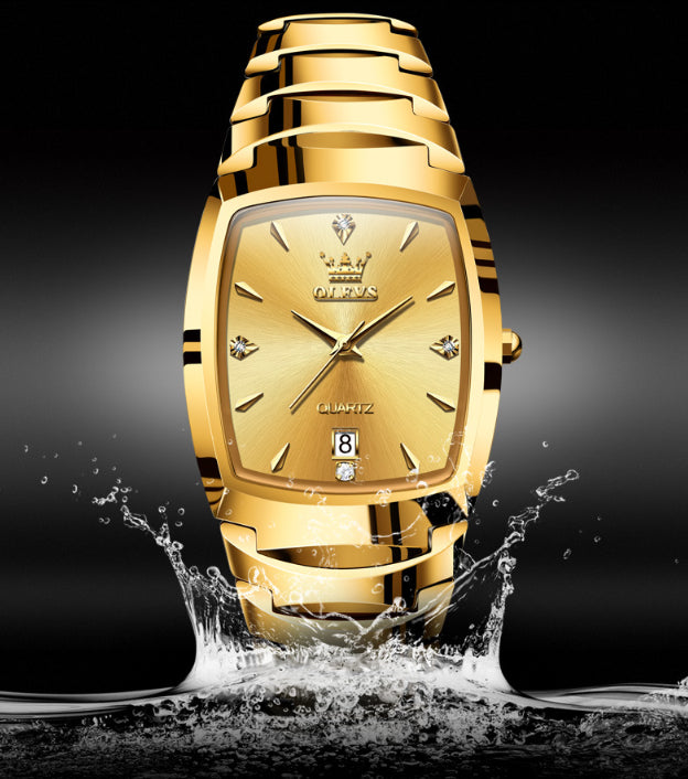 Gold Quartz Tungsten Steel Genuine Men's Watch