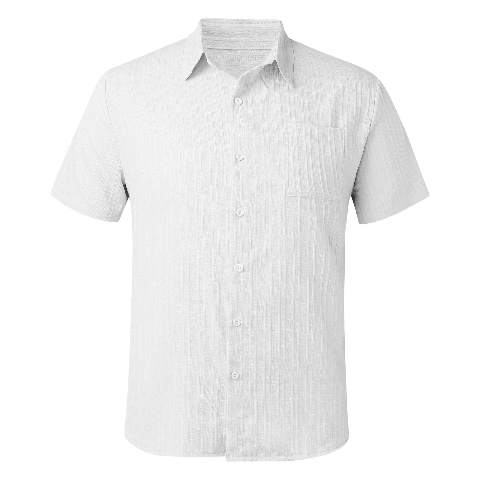 New Mens Textured Solid-color Shirt