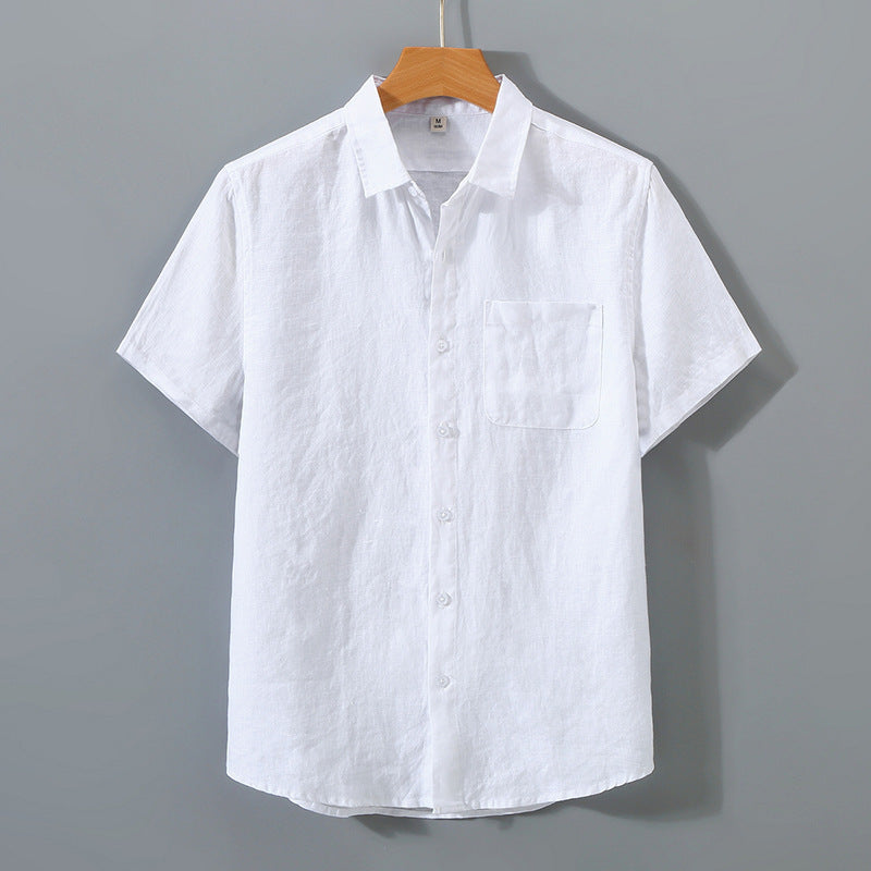 Mens Pure Linen Short Sleeve Shirt