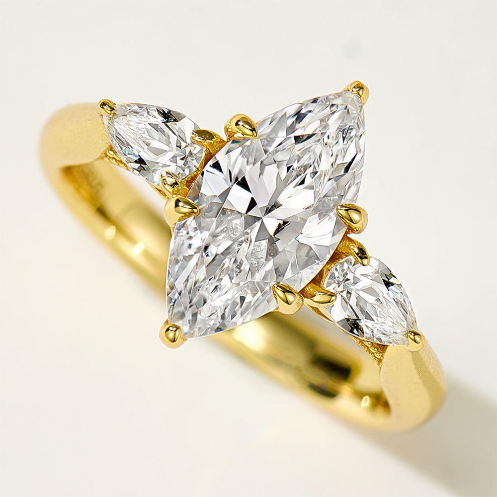 Womens Stylish And Minimalist Teardrop Pear-Shaped Ring