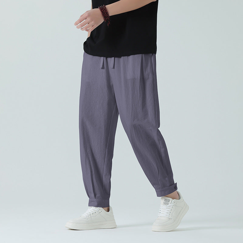 New SpringSummer Mens Minimalist Cuffed Pants With Knot Buttons