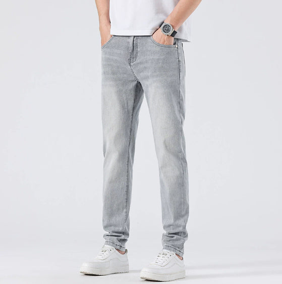 Light Wash Jeans Men's Slim Straight Leg Pants